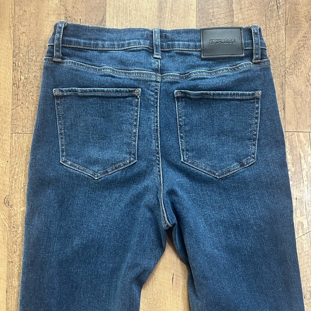 Express Bootcut Jeans Size 8 Dark Wash High Rise Stretch Denim - Picture 10 of 15